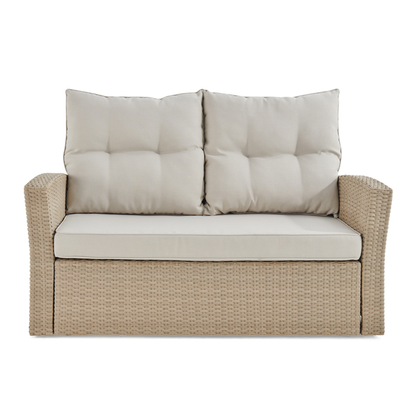 Alaterre Furniture Canaan All-Weather Wicker Outdoor Two-Seat Love Seat with Cushions AWWC035CC